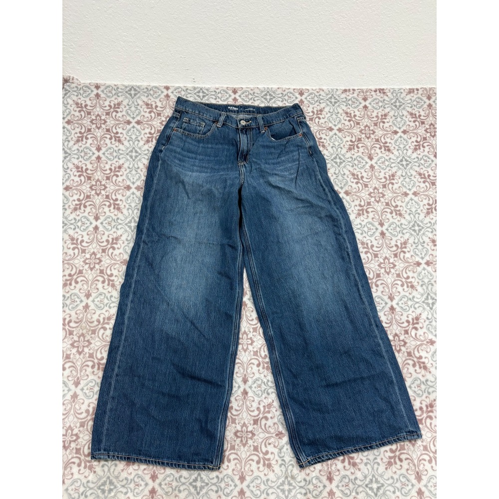 Old Navy High-Rise Baggy Wide Leg Drapey Denim Jeans Blue Size 6